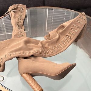 Cream over the knee boots